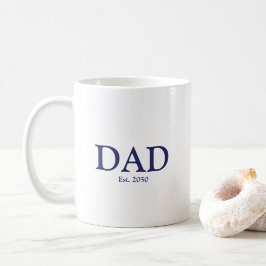 Mug Papa bleu marine blanc coutume date établie mignon (Avec donut)