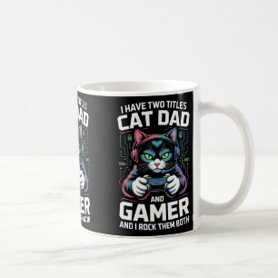 Mug Papa Chat Gamer Drôle Papa Gaming J'ai Deux Titres