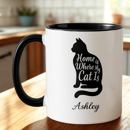 Mug Papa Chat La Maison Est Là Où Est Mon Chat Silhoue