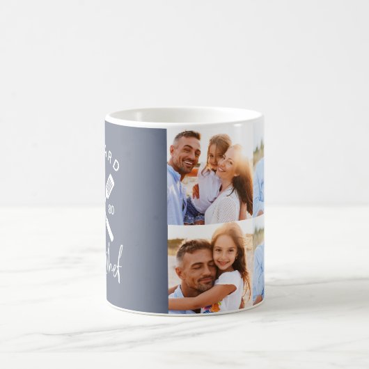Mug Papa chef cuisinier barbecue grill 4 photo bleu po (Centre)
