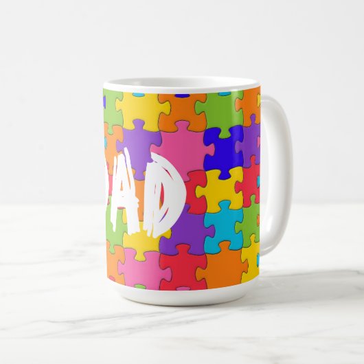 Mug Papa Couleur Jigsaw Puzzle Pièces Happy Puzzler (Devant droit)