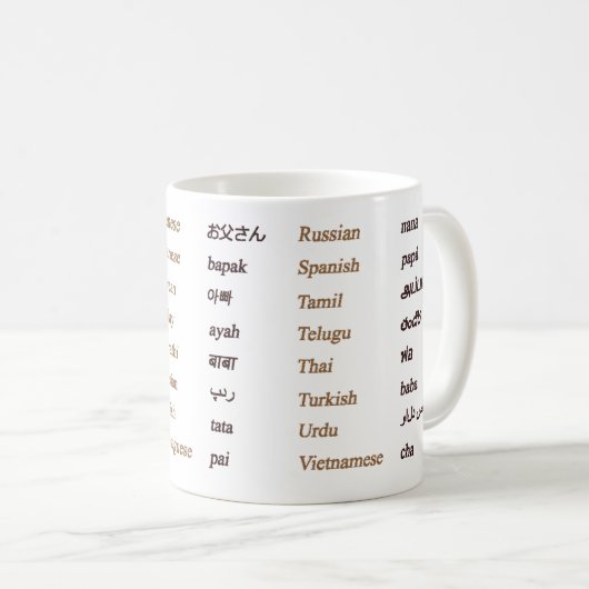 Mug Papa dans 24 langues différentes du monde (Devant droit)