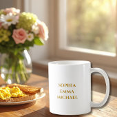 Mug Papa Date d'Est. avec Noms des Enfants Script Doré