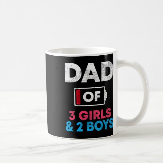 Mug Papa De 3 Filles Et 2 Garçons Ttery Faible Papa Pè (Droite)