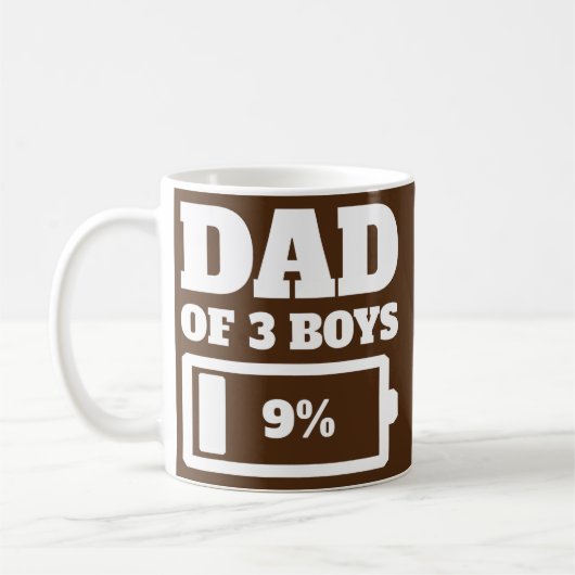 Mug Papa De 3 Garçons Fatigué Papa Père Faible Batteri (Gauche)