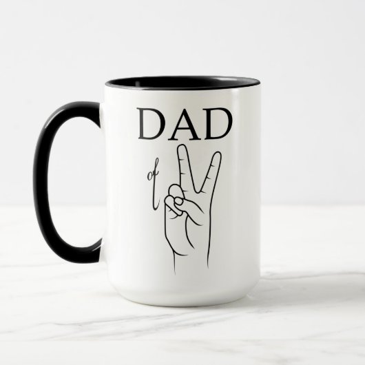 Mug PAPA DE DEUX, père de jumeaux, père de trois (Gauche)