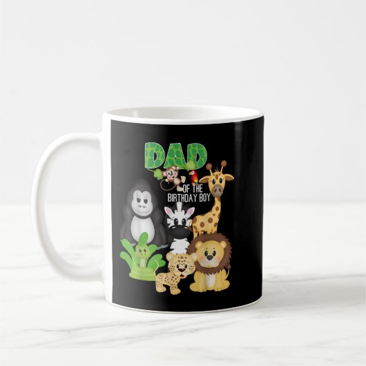 Mug Papa De L'Anniversaire Garçon Jungle Safari Zoo Th (Gauche)