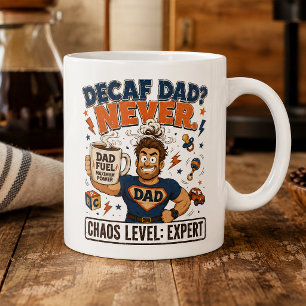 Mug Papa Décaféiné Jamais Niveau de Chaos Expert Drôle