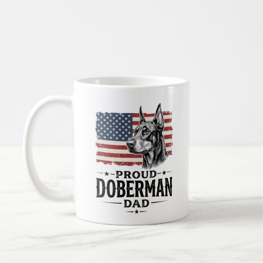 Mug Papa Doberman fier conception de vecteur de drapea (Gauche)