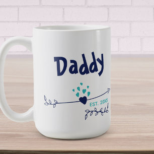 Mug Papa Est 20xx Coeurs & Flèches Deux Tons Bleu