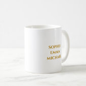 Mug Papa Est. Date avec les noms d'enfants Gold Script (Devant droit)