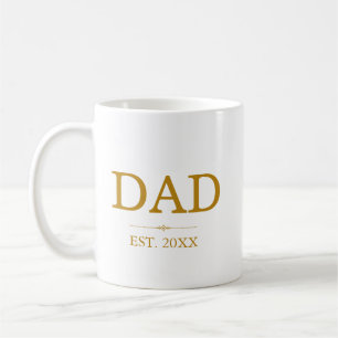 Mug Papa Est. Date avec les noms d'enfants Gold Script