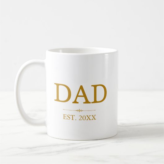 Mug Papa Est. Date avec les noms d'enfants Gold Script (Gauche)