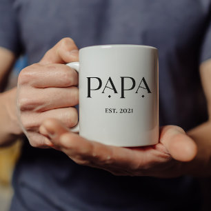 Mug Papa Est. Date avec les noms des enfants Texte m