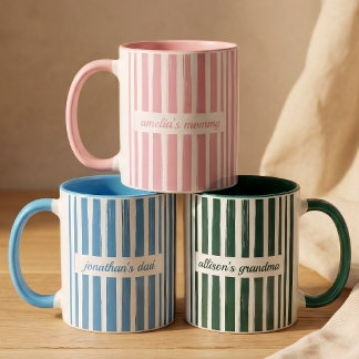 Mug Papa et Maman | Annonce de naissance bébé à rayure