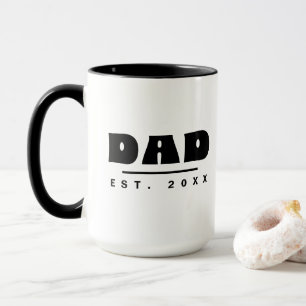 Mug PAPA Établ. 20XX Typographie Moderne Noir & Blanc