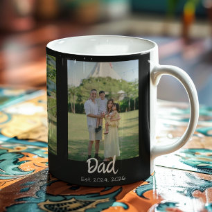 Mug Papa Établit écriture blanche Photo Noir 3