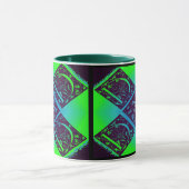 Mug Papa Fancy Texte Vert Bleu Arrière - plan (Centre)