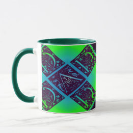 Mug Papa Fancy Texte Vert Bleu Arrière - plan