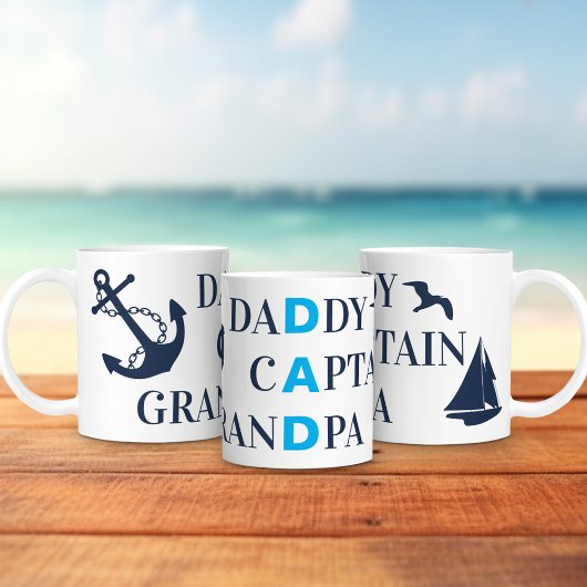 Mug Papa grand-père Capitaine Nautical