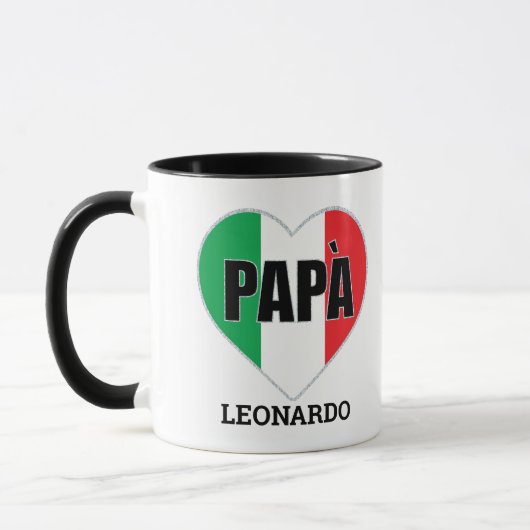 Mug Papa Italien Drapeau Coeur Fête des pères personna (Gauche)