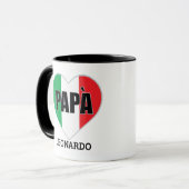 Mug Papa Italien Drapeau Coeur Fête des pères personna (Devant gauche)