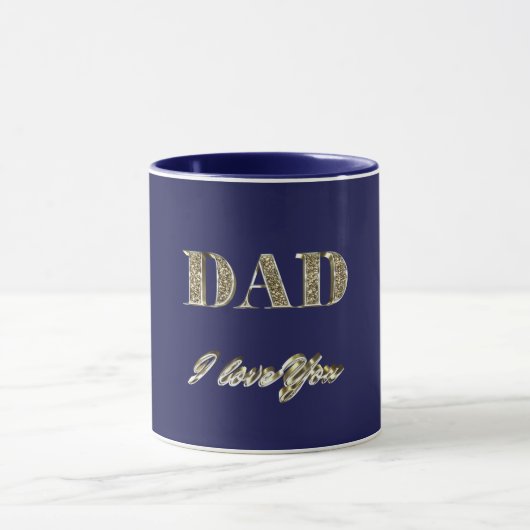 Mug Papa Je T'Aime Gold Sparkles Typographie (Centre)