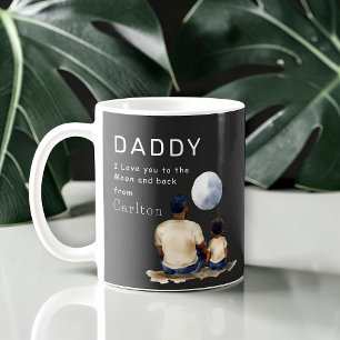 Mug Papa je t'aime Lune et Retour Aquarelle Cadeau Pap