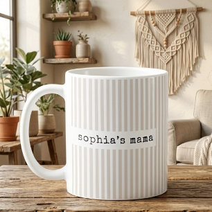 Mug Papa Maman   Rayures Beige Révélation Maman Bébé P