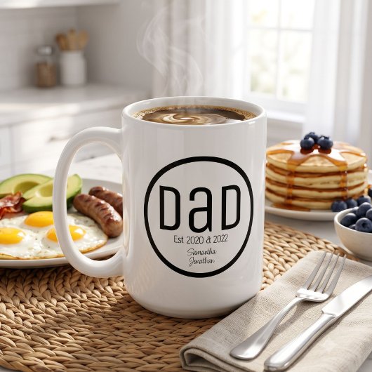 Mug Papa Moderne Dates Simples Noms des Enfants