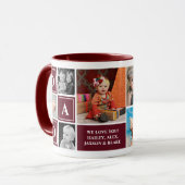 Mug Papa Nous Vous Aimons Maroon Photo Collage Personn (Devant gauche)