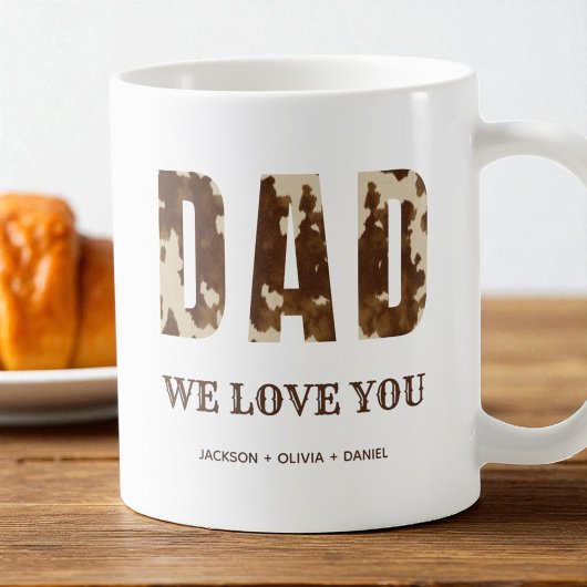 Mug Papa Nous Vous Aimons Typographie Brown Pays de l'