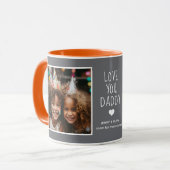 Mug Papa Papa T'aime 2 Photos Moderne Mid Grey C19 (Devant gauche)