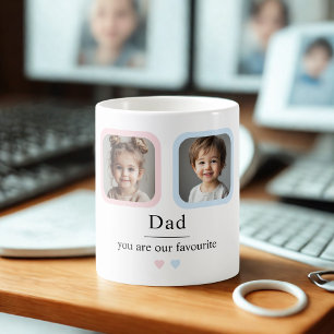 Mug Papa personnalisé avec 2 enfants Photos Cadeau