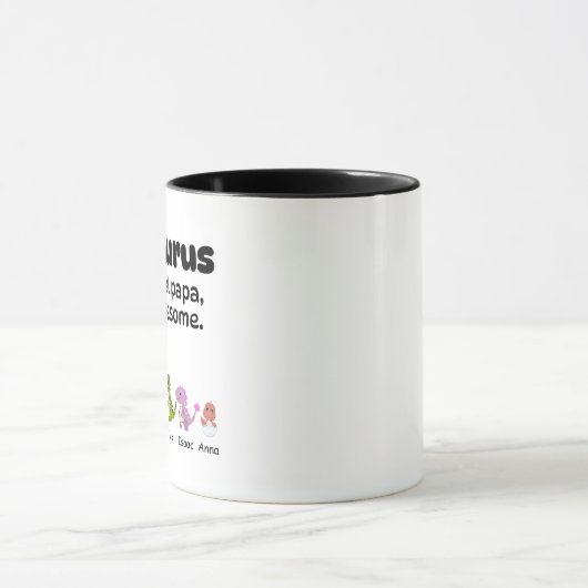 Mug Papa Personnalisé, Papasaurus Dinosaur 4 Enfan (Centre)