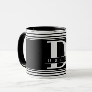 Mug Papa personnalisé personnalisé Monogramme Noir & B