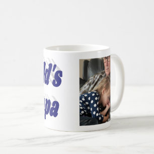 Mug Papa photo avec texte bleu foncé