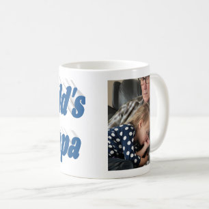 Mug Papa photo avec texte bleu mer