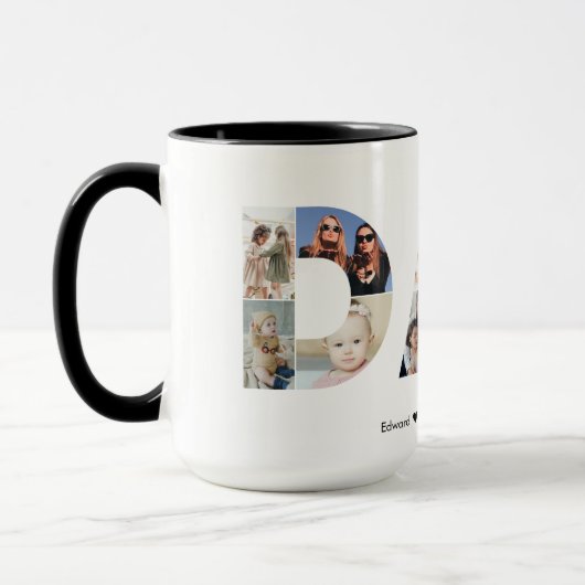 Mug Papa Photo Collage Fête des pères découpée Anniver (Gauche)