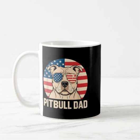 Mug Papa Pitbull Drapeau Américain Propriétaire de Chi (Gauche)