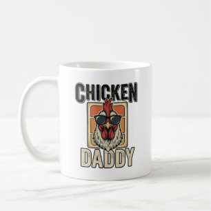 Mug Papa Poule Drôle Coq Vintage Vecteur Chemise_1