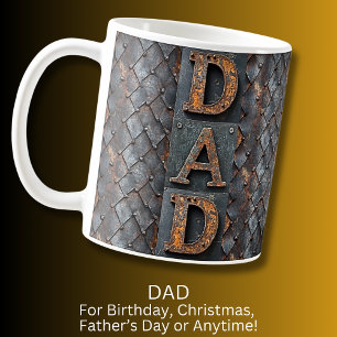 Mug Papa sur le métal rouillé, Fête des pères cadeau d