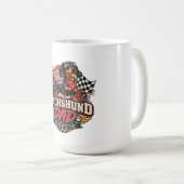 Mug Papa Teckel en Course Drapeau à Damier Teckel Long (Devant droit)