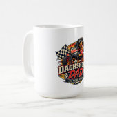 Mug Papa Teckel en Course Drapeau à Damier Teckel Long (Devant gauche)