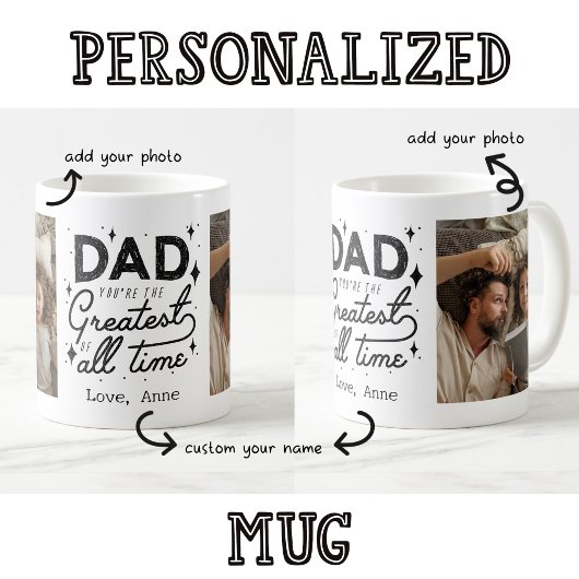Mug Papa Tu es génial tout le temps Custom Deux Photo