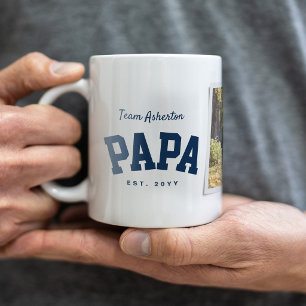 Mug Papa une photo sporty bleu marine Fête des pères