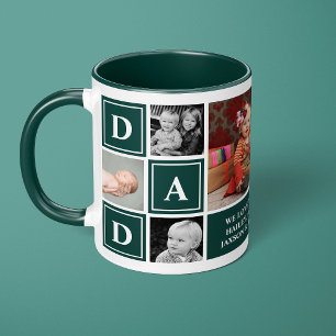 Mug Papa We Love You Hunter Green Custom Photo Collage