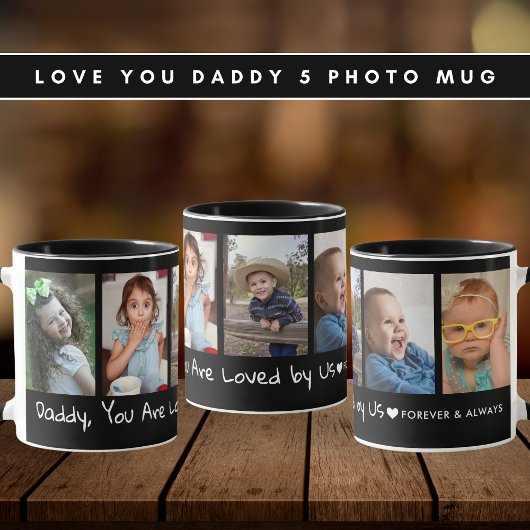 Mug Papa You Are Love by Us 5 Photo Collage Noir