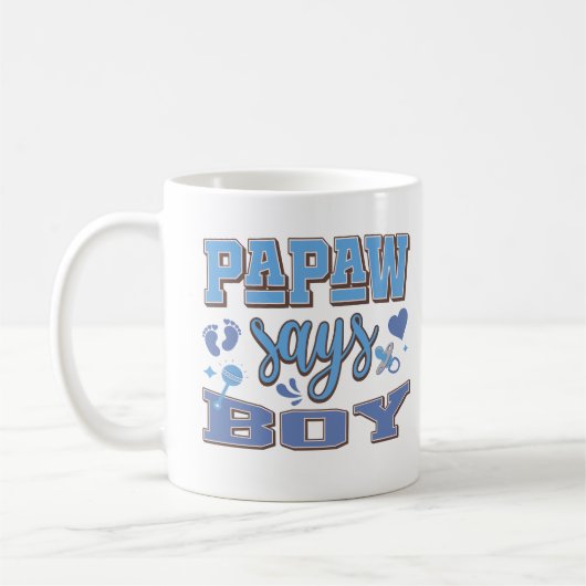 Mug Papaw Dit Boy Pregnancy Faire-part Baby Party (Gauche)