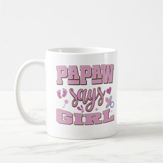 Mug Papaw Dit Fille Grossesse Faire-part Baby Party (Gauche)